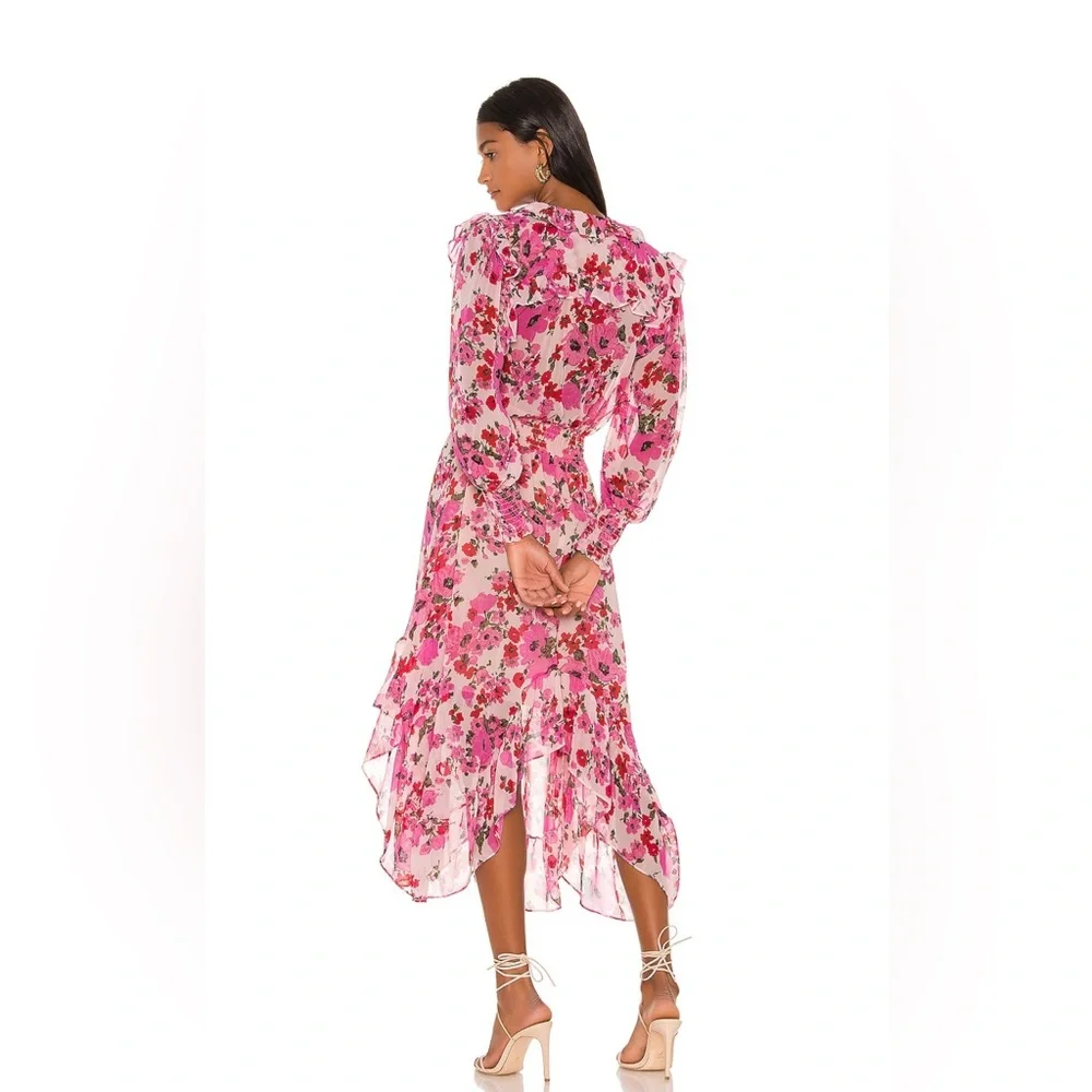 MISA Los Angeles Pink Floral Ruffle Dress XS - Picture 3 of 12